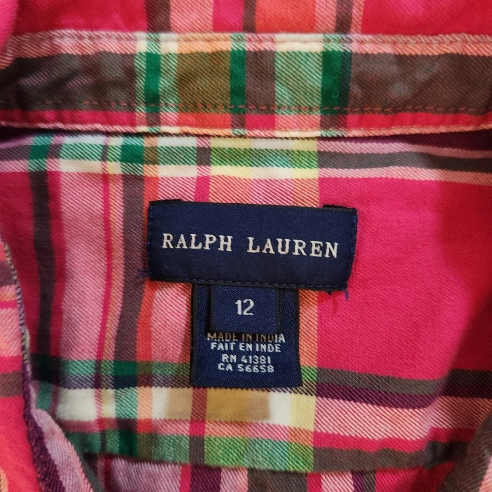 Ralph Lauren Plaid Button Down Shirt - Kids‎ Size 12 - Long Sleeve Button Down